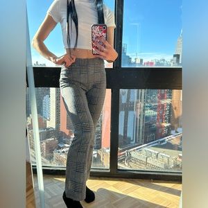 Plaid blue flared leggings